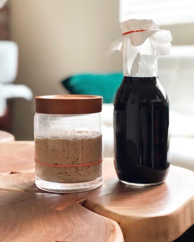 Rye starter and butterfly pea flower tea - some testing in the works this weekend! 🌾🦋🌾 #sdsourdough